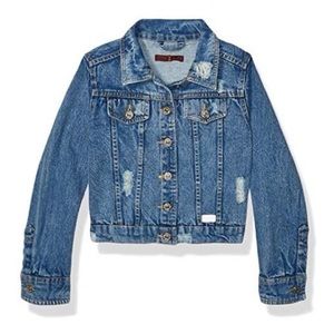 7 For All Mankind Girls Vintage Wash Distressed Denim Jacket Size XL 14